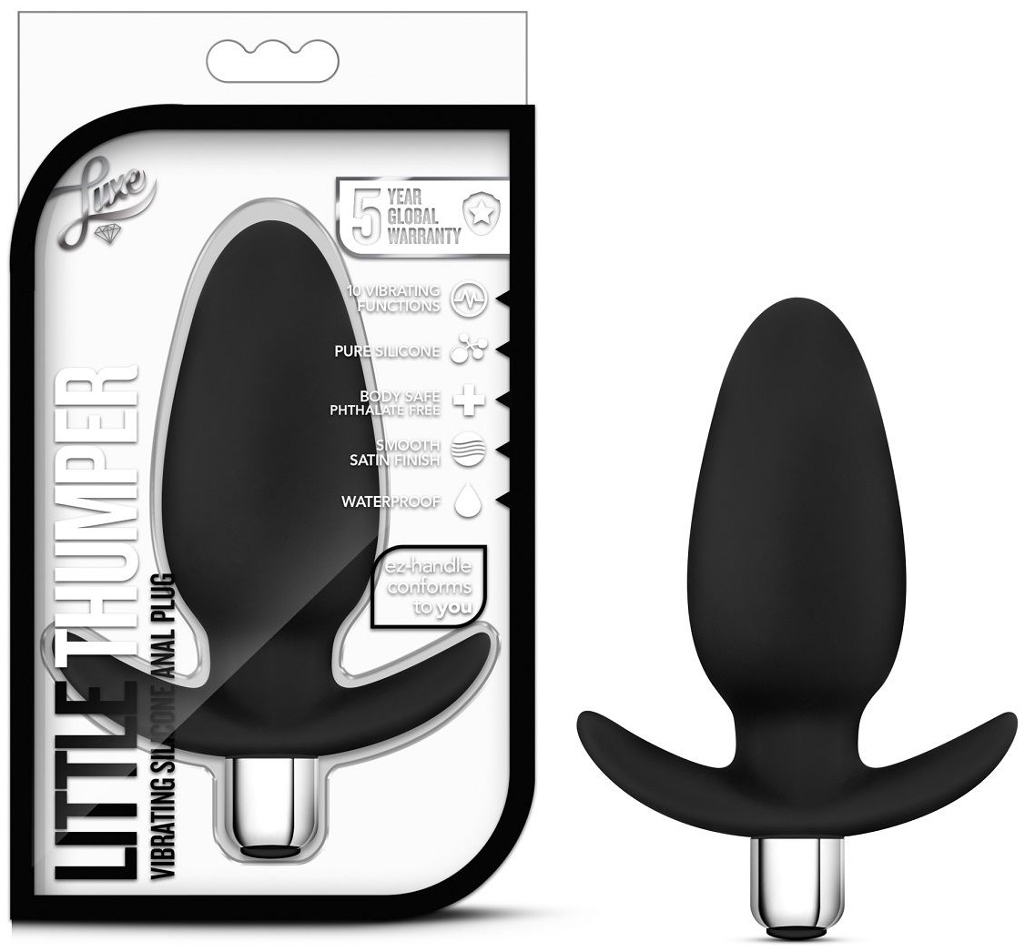 Чёрная вибропробка Luxe Little Thumper - 12 см.