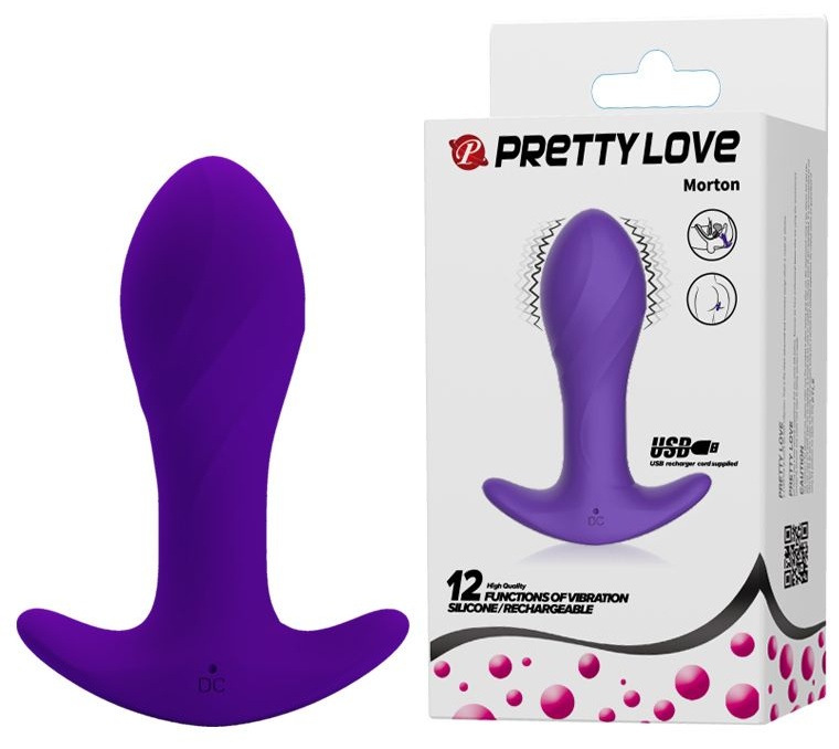 Фиолетовая анальная втулка с вибрацией - 10,5 см.