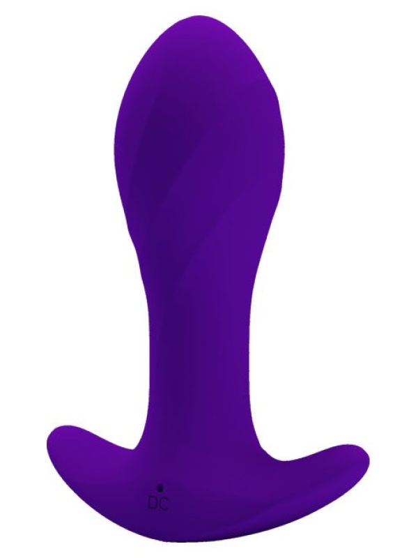 Фиолетовая анальная втулка с вибрацией - 10,5 см.