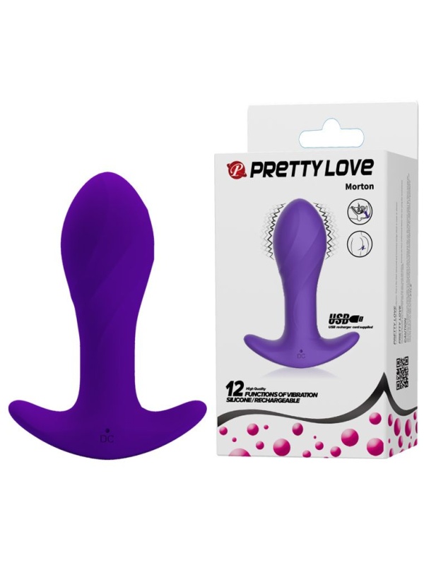 Фиолетовая анальная втулка с вибрацией - 10,5 см.