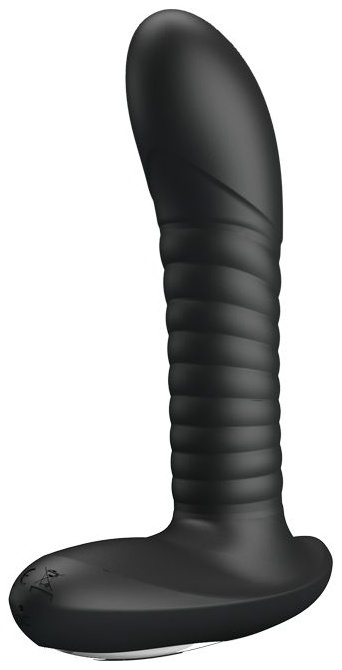 Мощный черный анальный вибратор с эффектом римминга Merlin - 15,9 см.