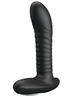 Мощный черный анальный вибратор с эффектом римминга Merlin - 15,9 см.