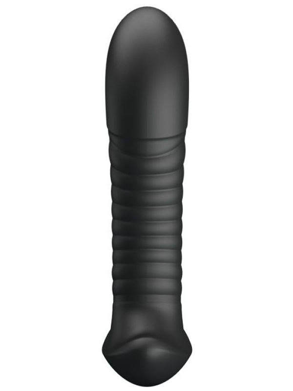 Мощный черный анальный вибратор с эффектом римминга Merlin - 15,9 см.