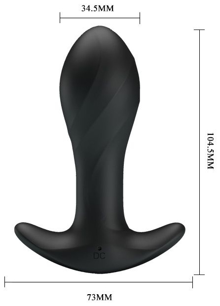 Черная анальная втулка с вибрацией - 10,5 см.