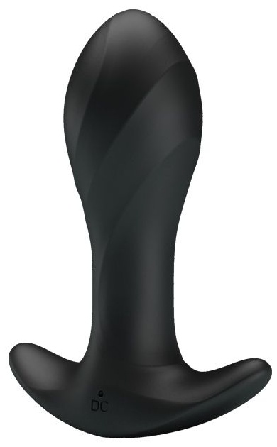 Черная анальная втулка с вибрацией - 10,5 см.