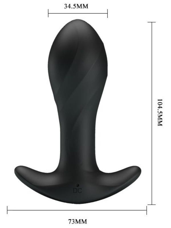 Черная анальная втулка с вибрацией - 10,5 см.