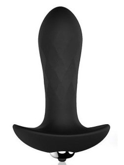 Черный анальный вибромассажер с круглым кончиком