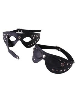 Чёрная кожаная маска с велюровой подкладкой