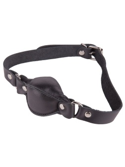 Чёрный кожаный кляп на регулируемых ремешках