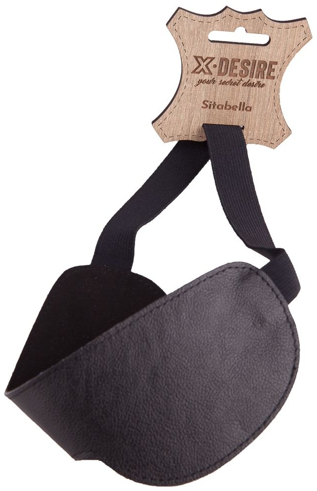 Чёрная широкая кожаная маска на глаза