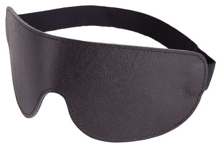 Чёрная широкая кожаная маска на глаза