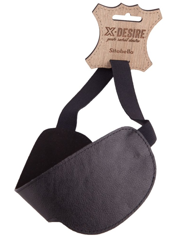 Чёрная широкая кожаная маска на глаза