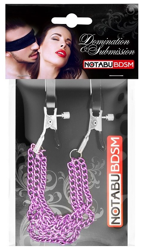 Оригинальные зажимы на соски с тройной розовой цепочкой