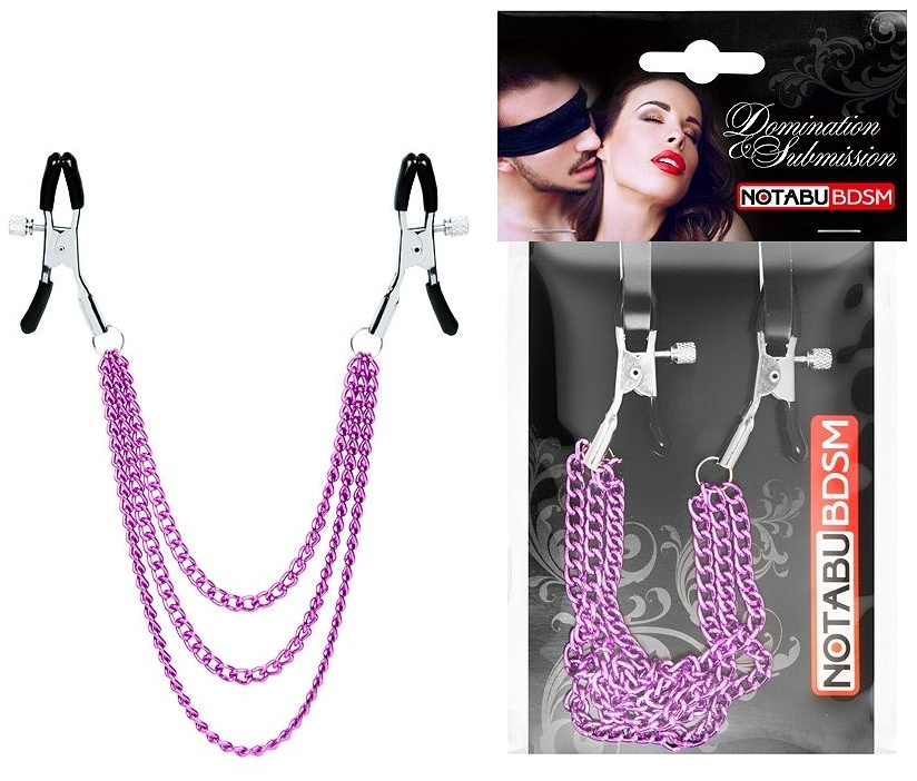 Оригинальные зажимы на соски с тройной розовой цепочкой