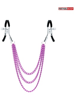 Оригинальные зажимы на соски с тройной розовой цепочкой