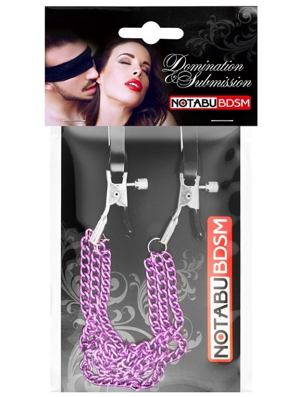 Оригинальные зажимы на соски с тройной розовой цепочкой