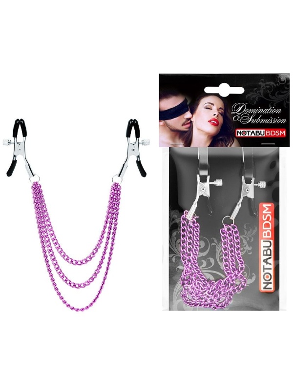 Оригинальные зажимы на соски с тройной розовой цепочкой