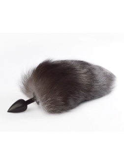 Черная анальная пробка с хвостом чернобурки