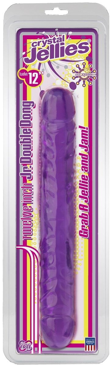 Двухсторонний фиалковый фаллос Crystal Jellies 12  Jr. Double Dong - 30,5 см.