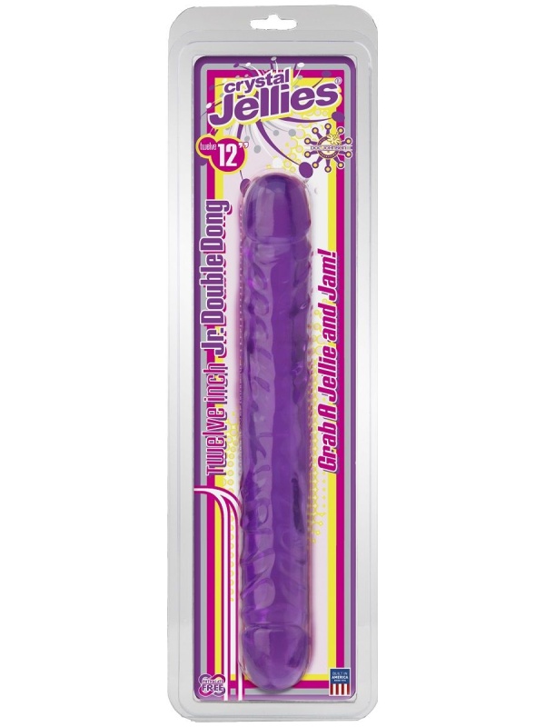 Двухсторонний фиалковый фаллос Crystal Jellies 12  Jr. Double Dong - 30,5 см.