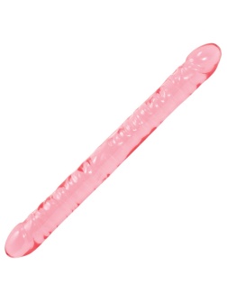 Розовый двухголовый фаллоимитатор Crystal Jellies - 45,7 см.