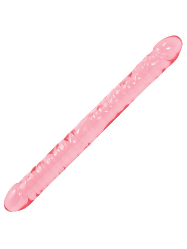 Розовый двухголовый фаллоимитатор Crystal Jellies - 45,7 см.