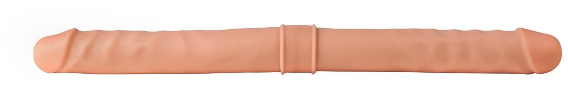 Двусторонний телесный фаллоимитатор с венками - 44 см.