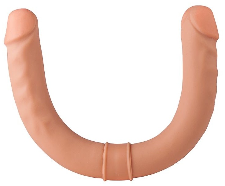 Двусторонний телесный фаллоимитатор с венками - 44 см.