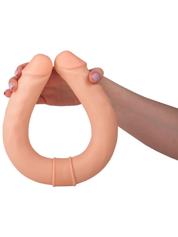 Двусторонний телесный фаллоимитатор с венками - 44 см.