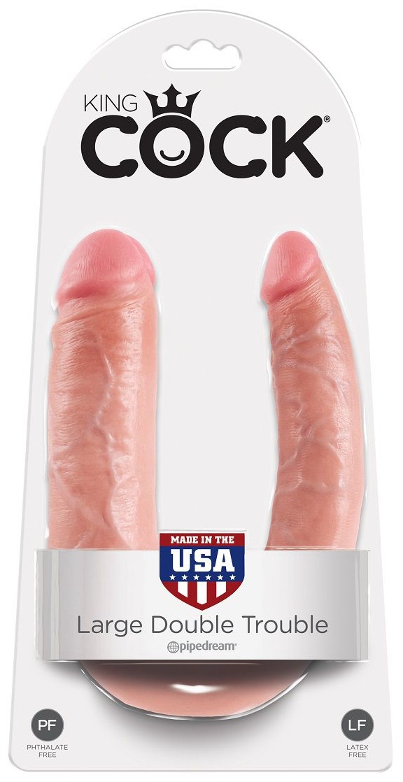 Телесный двусторонний фаллоимитатор U-Shaped Large Double Trouble - 44,4 см.