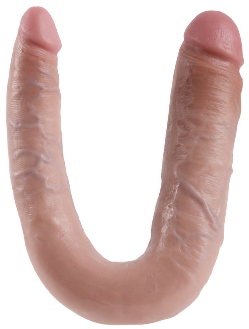 Телесный двусторонний фаллоимитатор U-Shaped Large Double Trouble - 44,4 см.