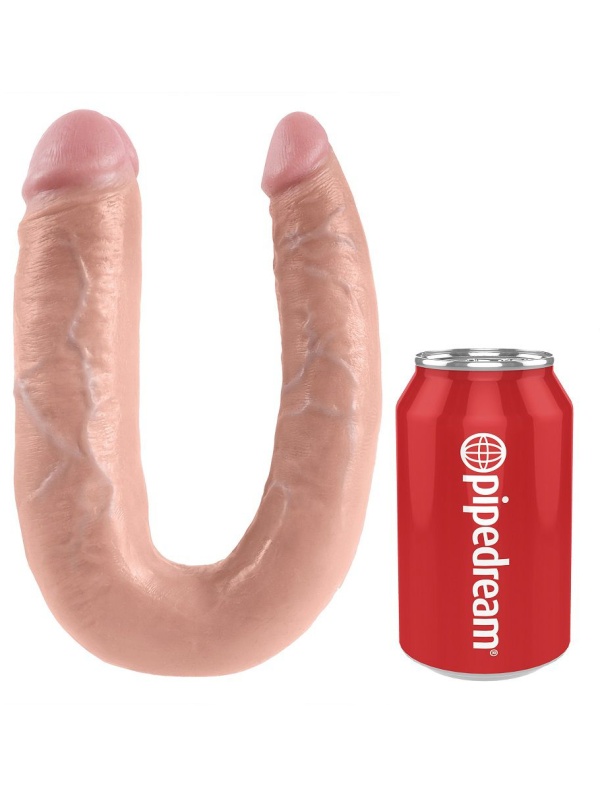 Телесный двусторонний фаллоимитатор U-Shaped Large Double Trouble - 44,4 см.