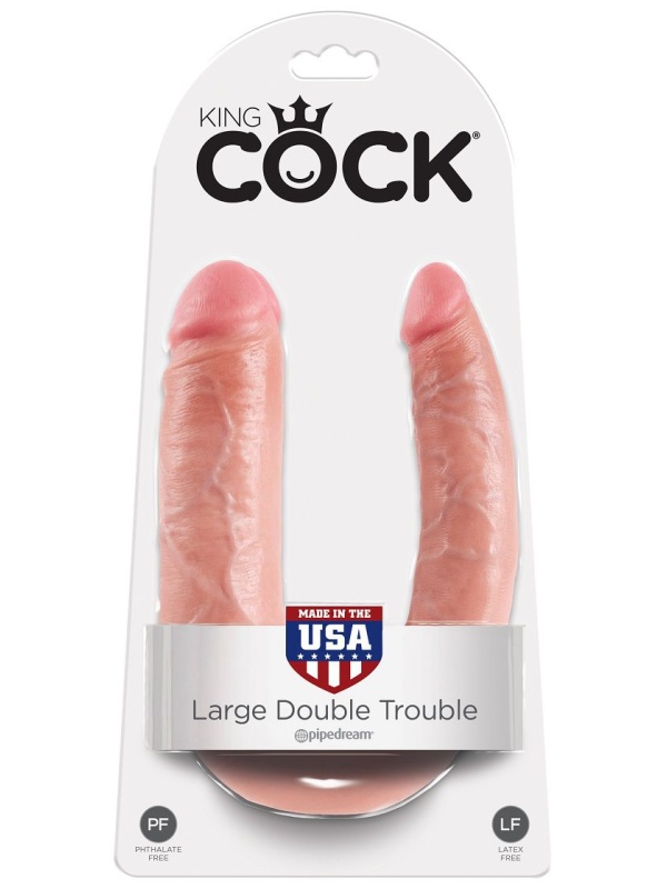 Телесный двусторонний фаллоимитатор U-Shaped Large Double Trouble - 44,4 см.