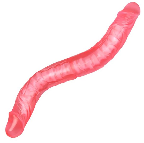 Розовый двусторонний гнущийся фаллоимитатор - 36 см.