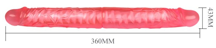 Розовый двусторонний гнущийся фаллоимитатор - 36 см.