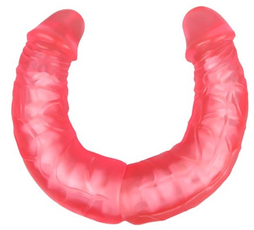 Розовый двусторонний гнущийся фаллоимитатор - 36 см.