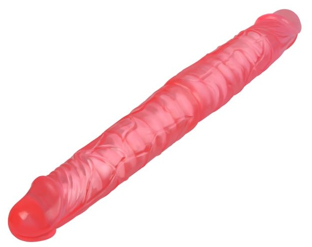 Розовый двусторонний гнущийся фаллоимитатор - 36 см.