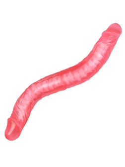 Розовый двусторонний гнущийся фаллоимитатор - 36 см.