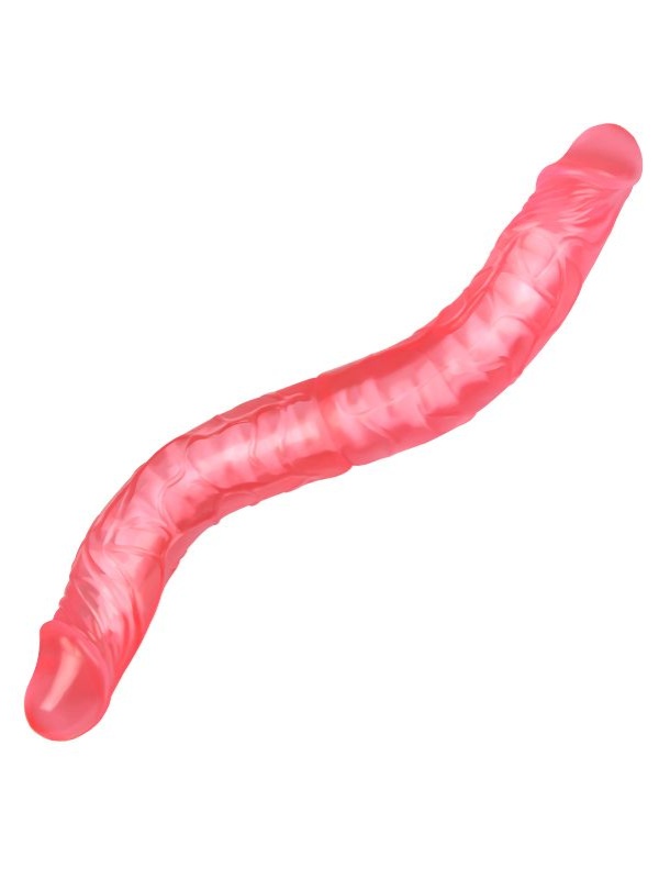 Розовый двусторонний гнущийся фаллоимитатор - 36 см.
