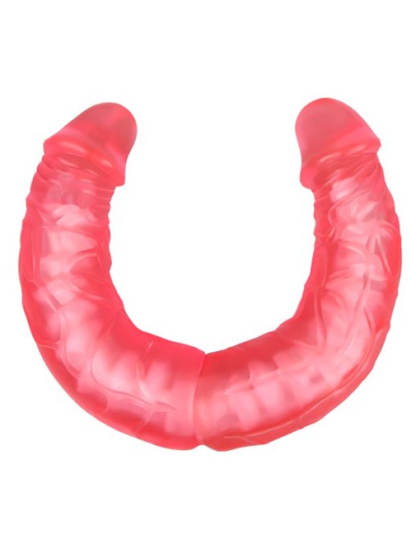 Розовый двусторонний гнущийся фаллоимитатор - 36 см.