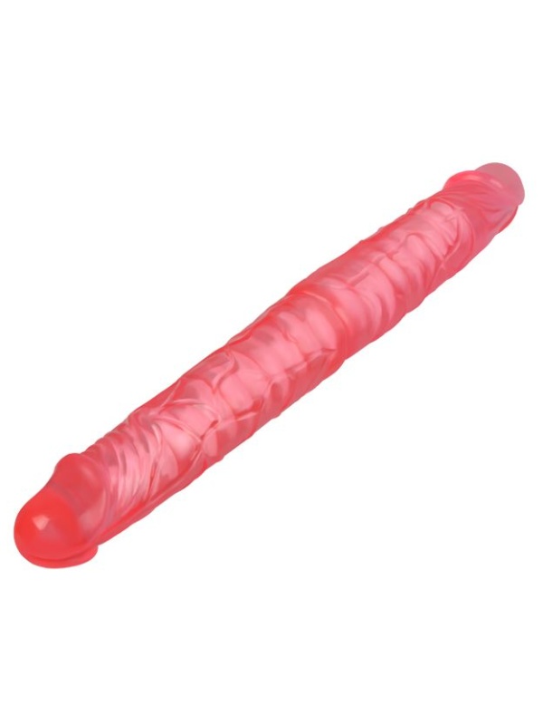 Розовый двусторонний гнущийся фаллоимитатор - 36 см.