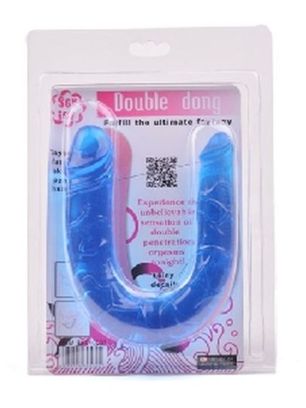 Голубой двухголовый фаллоимитатор Double Dong - 29,8 см.
