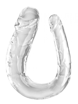 Прозрачный двусторонний фаллоимитатор Double Trouble - 44 см.