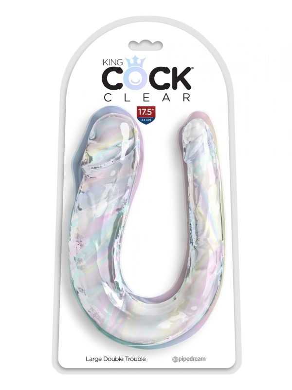 Прозрачный двусторонний фаллоимитатор Double Trouble - 44 см.