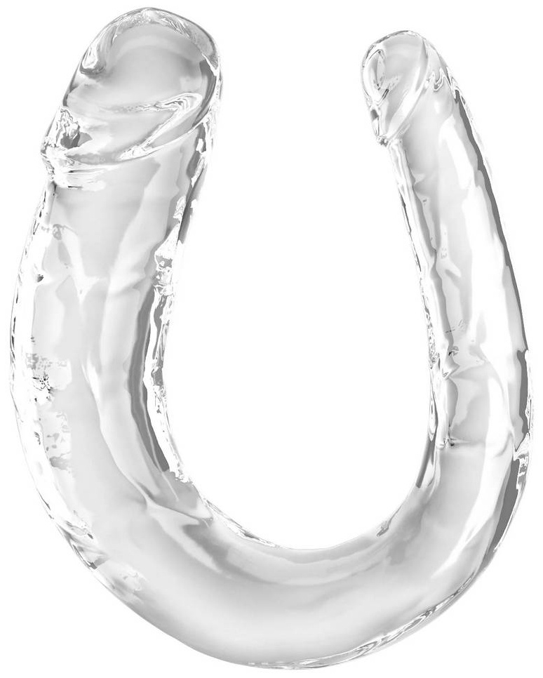 Прозрачный двусторонний фаллоимитатор Medium Double Trouble - 33 см.