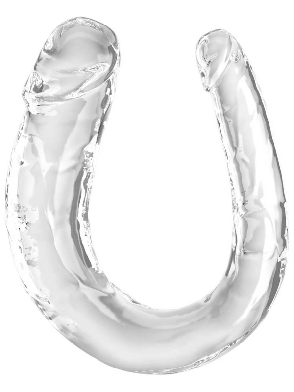 Прозрачный двусторонний фаллоимитатор Medium Double Trouble - 33 см.