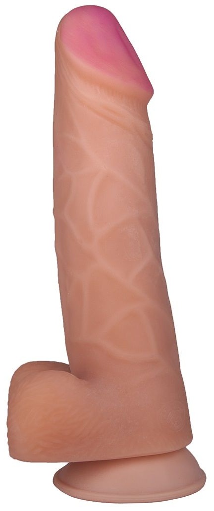 Гигантский фаллоимитатор с мошонкой и присоской - 29 см.