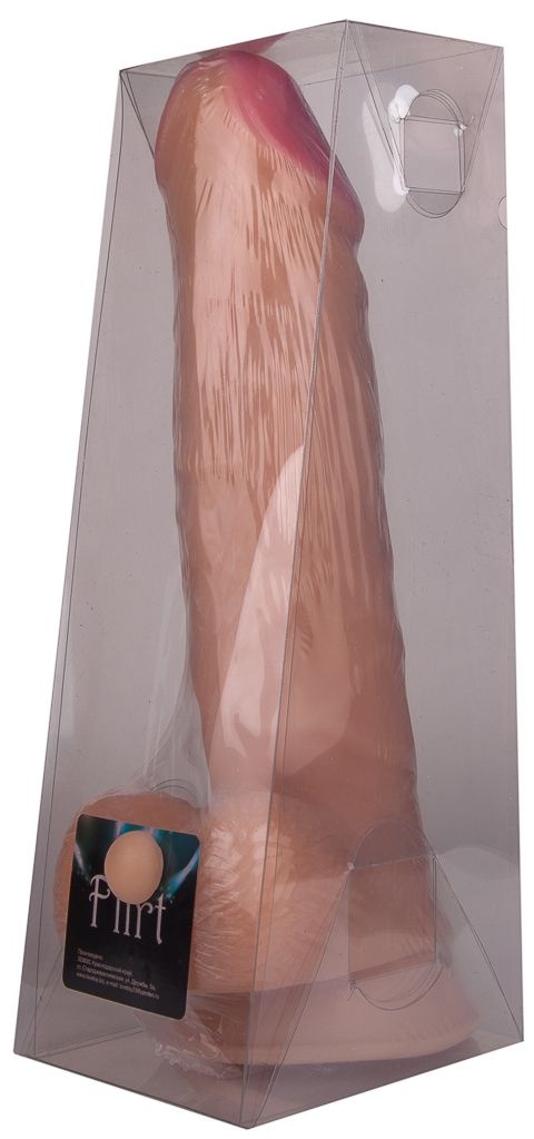 Гигантский фаллоимитатор с мошонкой и присоской - 29 см.