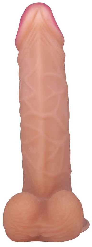 Гигантский фаллоимитатор с мошонкой и присоской - 29 см.