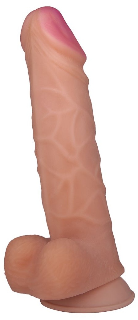 Гигантский фаллоимитатор с мошонкой и присоской - 29 см.